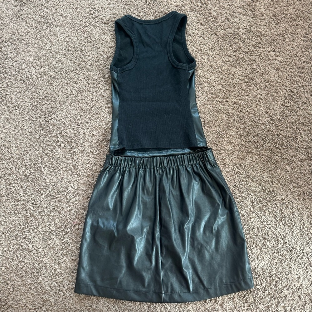 RD Style BP Black Faux Leather Mini Skirt Tank Top Set Outfit 2 Piece XS S - Picture 7 of 13